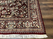 Burgundy Persian Rug 8x10, Pak Persian Floral Carpet, Very Fine 300 KPSI
