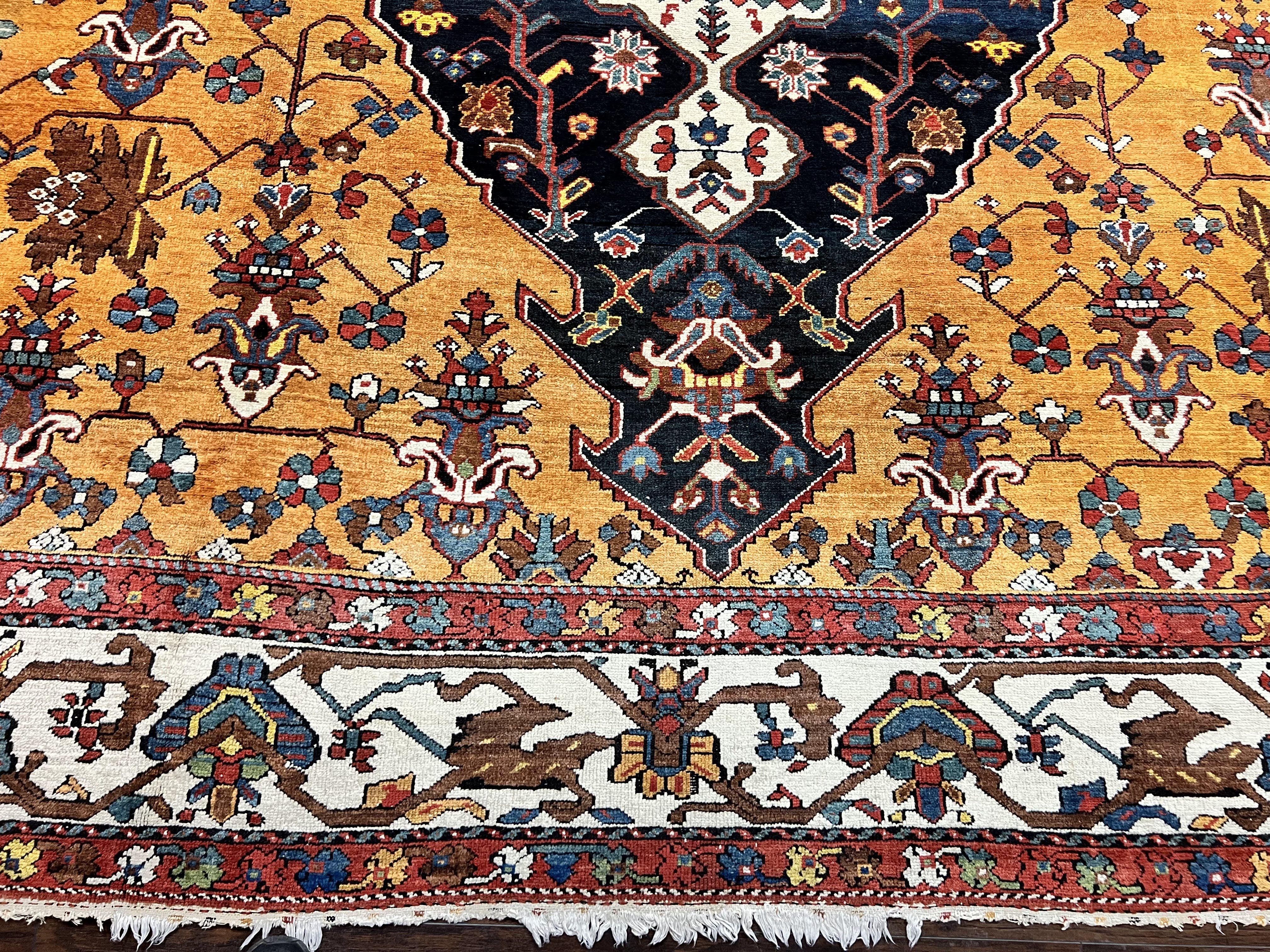 Antique Persian Bakhtiari Rug 14x19 – Rare Palace Size Carpet