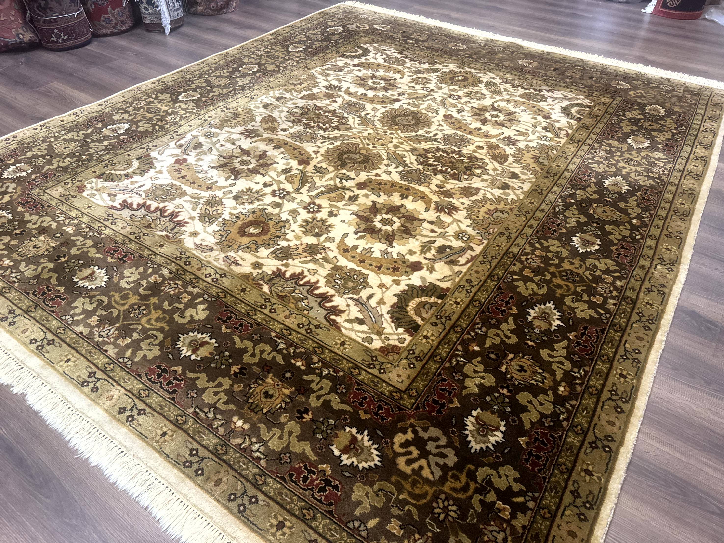 Indo Persian Mahal Rug 8x10, Floral Traditional Wool Oriental Carpet