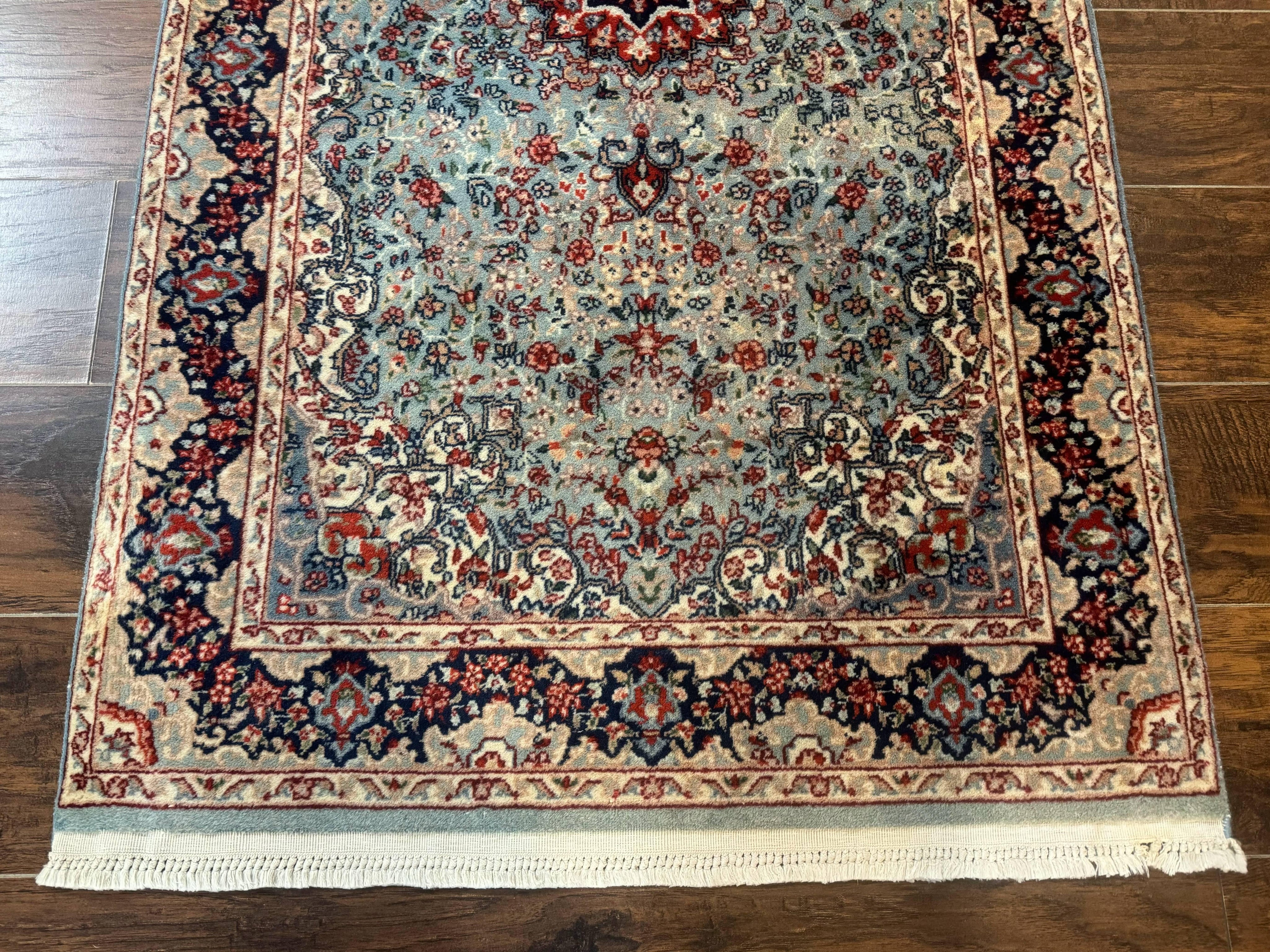 Indo Persian Kerman Rug 3x5, Light Blue, Floral Medallion