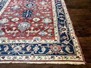 Turkish Flatweave Rug 6x9, Heriz Design, Red and Blue
