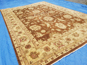 Indo Persian Rug 10x14, Mahal Sultanabad Oriental Carpet, Burnt Orange & Beige, Handmade Wool Area Rug