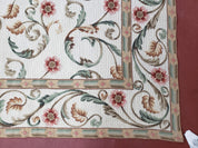 Needlepoint Rug 9x12, European Aubusson Design, Floral Allover Garden Pattern, New Needlepoint Area Rug, Ivory Rug, Hand Woven, Flatweave