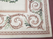 Elegant Aubusson Rug 10 x 14, Cream and Ivory Simple Aubusson Floral Carpet, Hand-Woven, European, New Aubusson Rug, Wool Area Rug, Violins