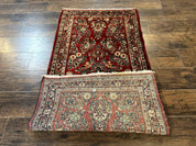 Red Persian Sarouk Rug 3 x 5.8, Antique Wool Carpet, 210 KPSI