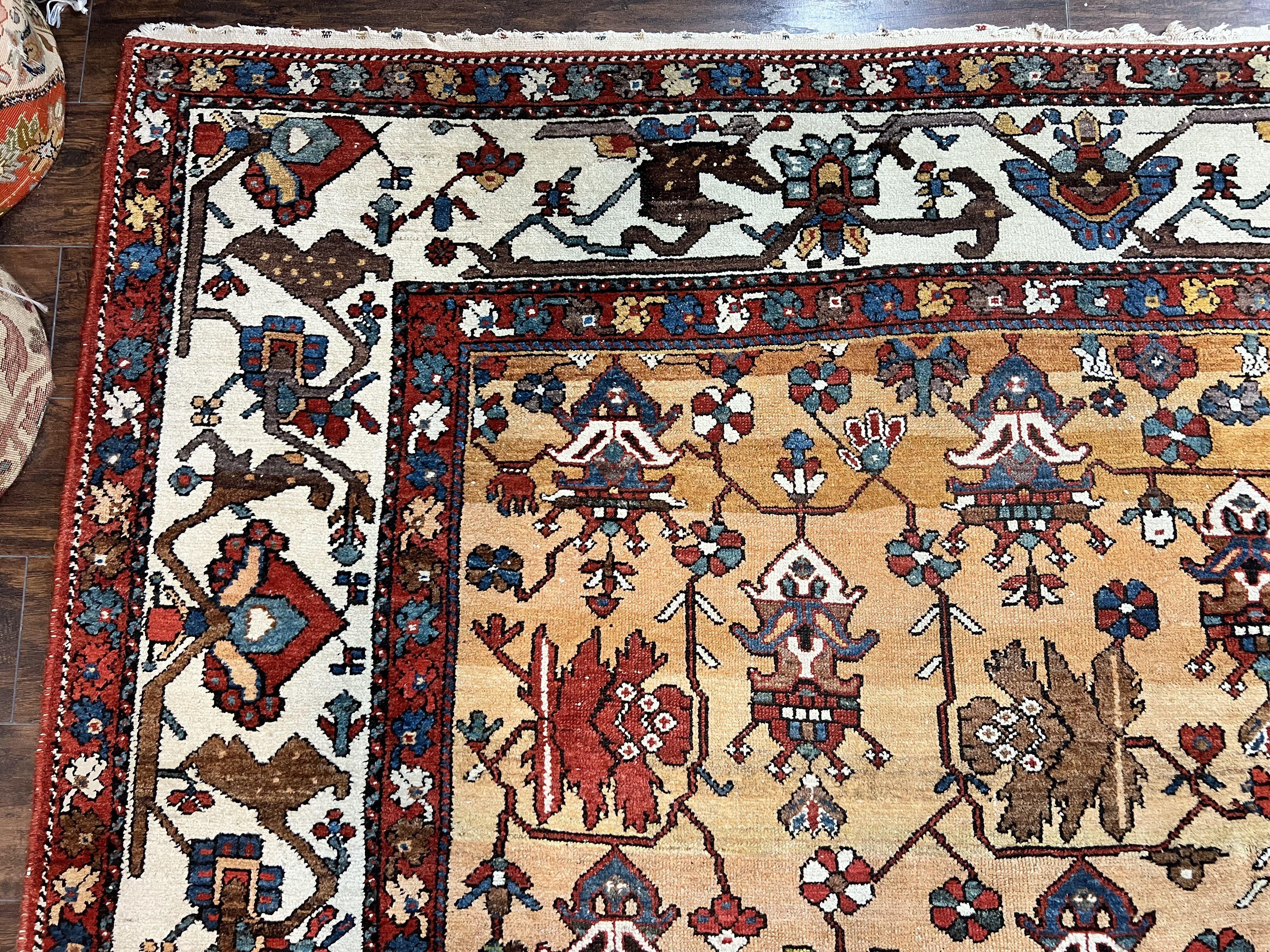 Antique Persian Bakhtiari Rug 14x19 – Rare Palace Size Carpet