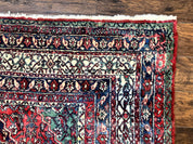 Antique Persian Hamadan Tribal Rug 8x10, Red and Ivory, Medallion Rug, Wool Handmade Carpet