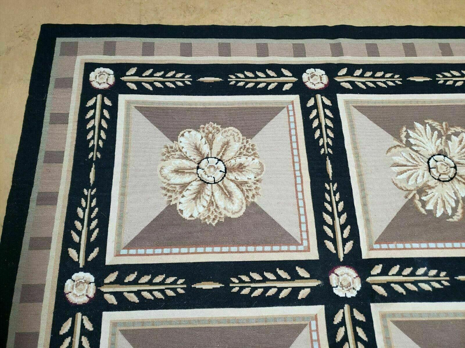 9' X 12' Handmade English Aubusson Savonnerie Design Needlepoint Wool Rug Nice