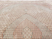 Stunning Oversized Sino Persian Oriental Rug 12x15, Hand Knotted Wool & Silk Palace Sized Carpet, Mahi Pattern, Very Fine, Peach Beige, Wow