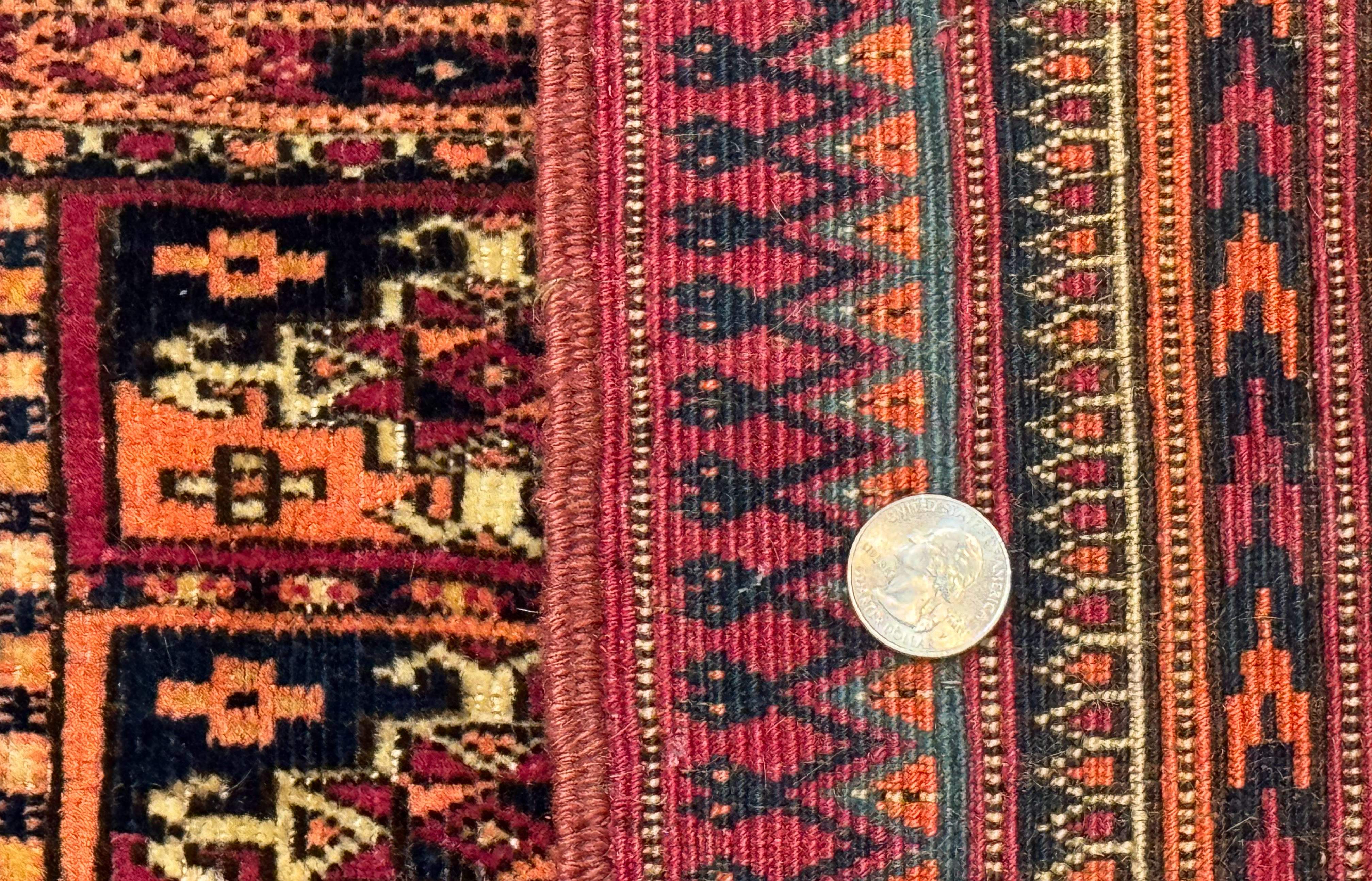 Antique Persian Turkoman Mafresh Rug 1x4, Wool, Tribal Collectible