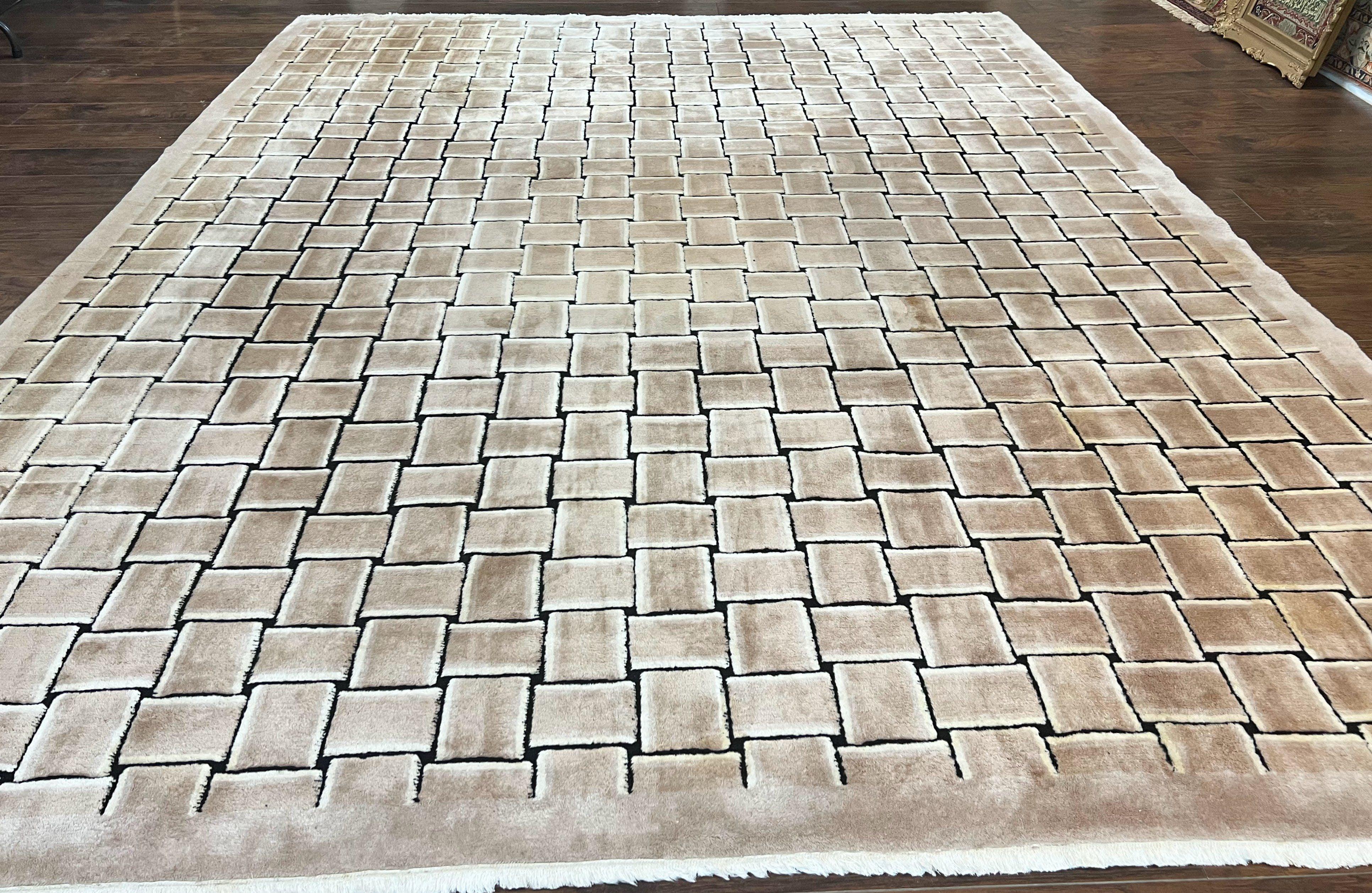 Tibetan Rug 9x12, Handmade, Wool, Modern Design