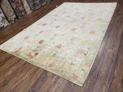 Modern Tibetan Rug 6x9, Wool and Silk Tibetan Rug, Handmade Tibetan Rug, Silk Flowers, Contemporary Rug, Soft Rug, Tibetan Area Rug, Tan