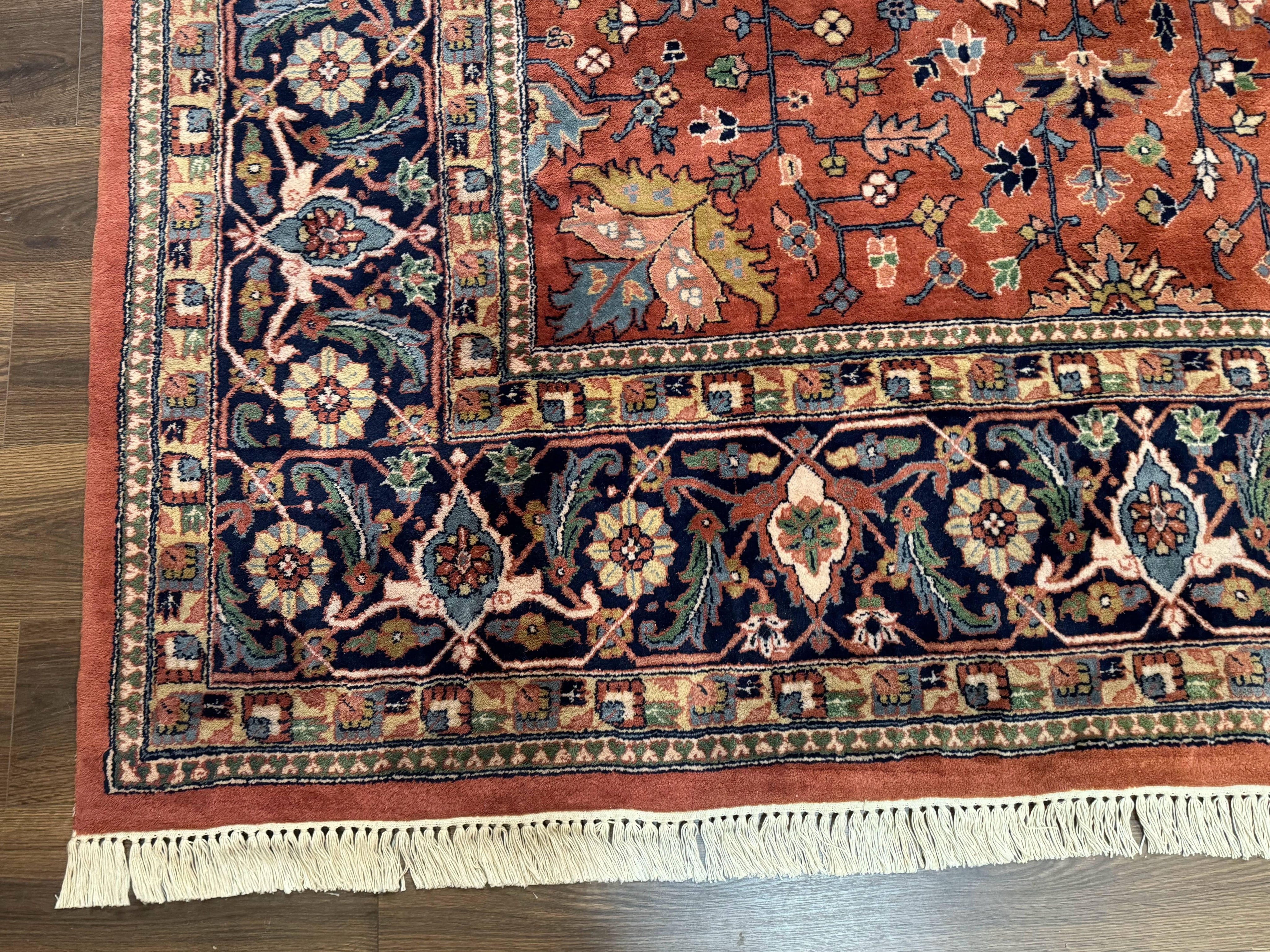 Indo Persian Heriz Rug 10x15, Allover Pattern, Large Wool Handmade Rug