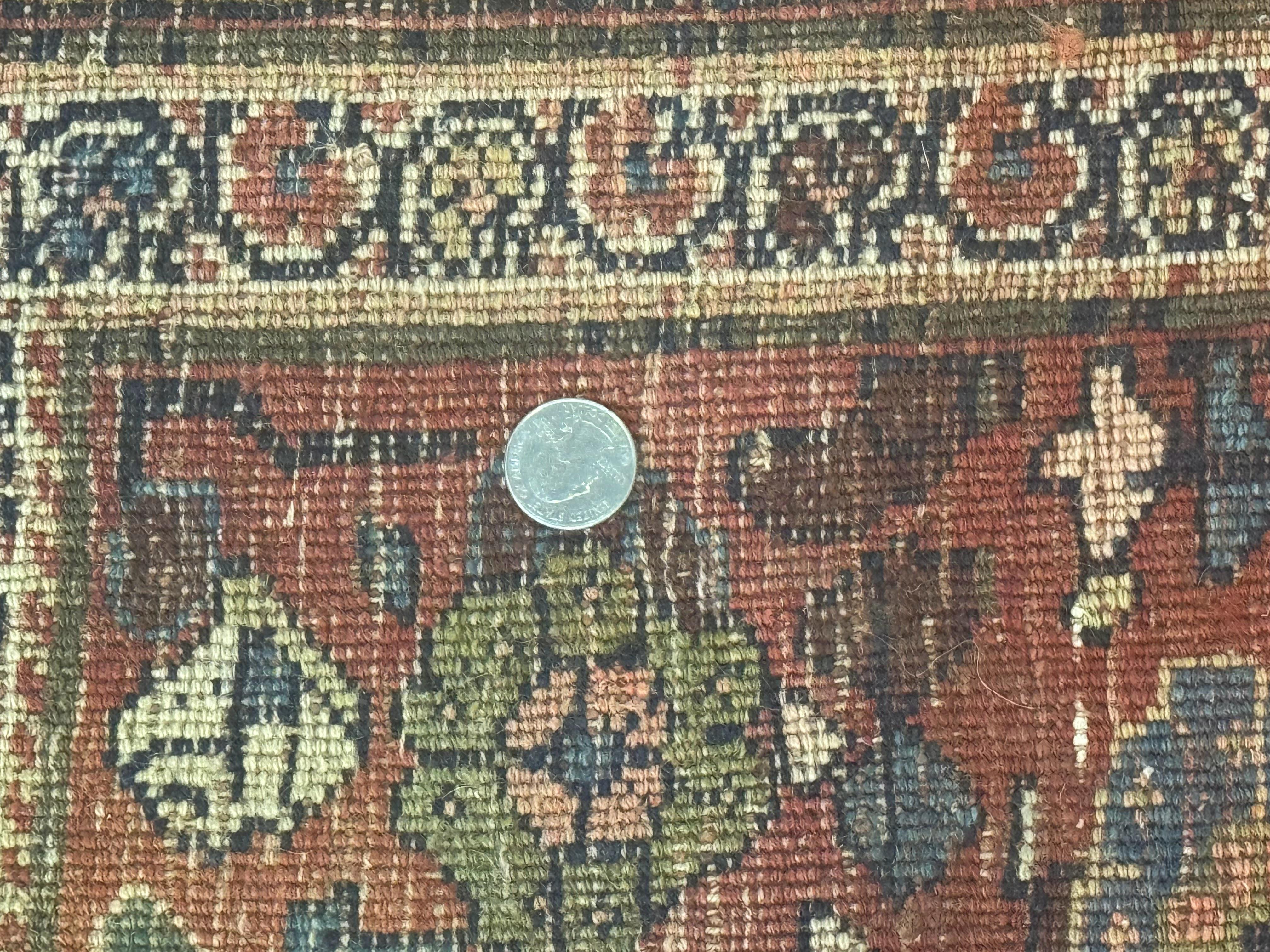 Antique Persian Bidjar Rug 8x15 – Navy Blue, Herati Pattern, Early 20th Century