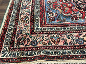 Palace Size Persian Rug 10 x 21 ft, Antique Hamadan Bibikabad Carpet, Handmade Antique Wool Oversized Rug, Ivory, Semi Open Field