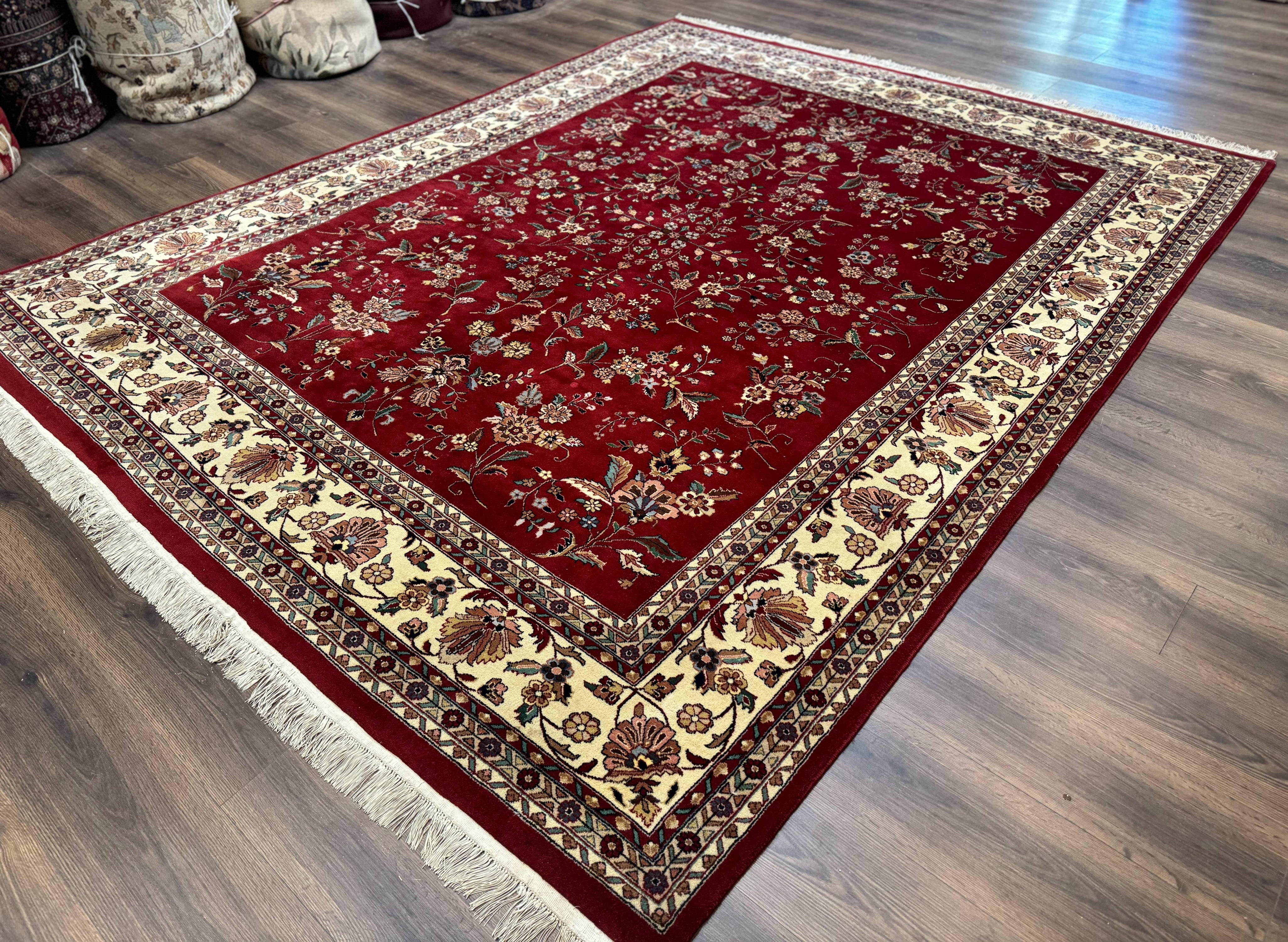 Indo Persian Rug 8x10, Red and Cream, Floral, Pande Cameron