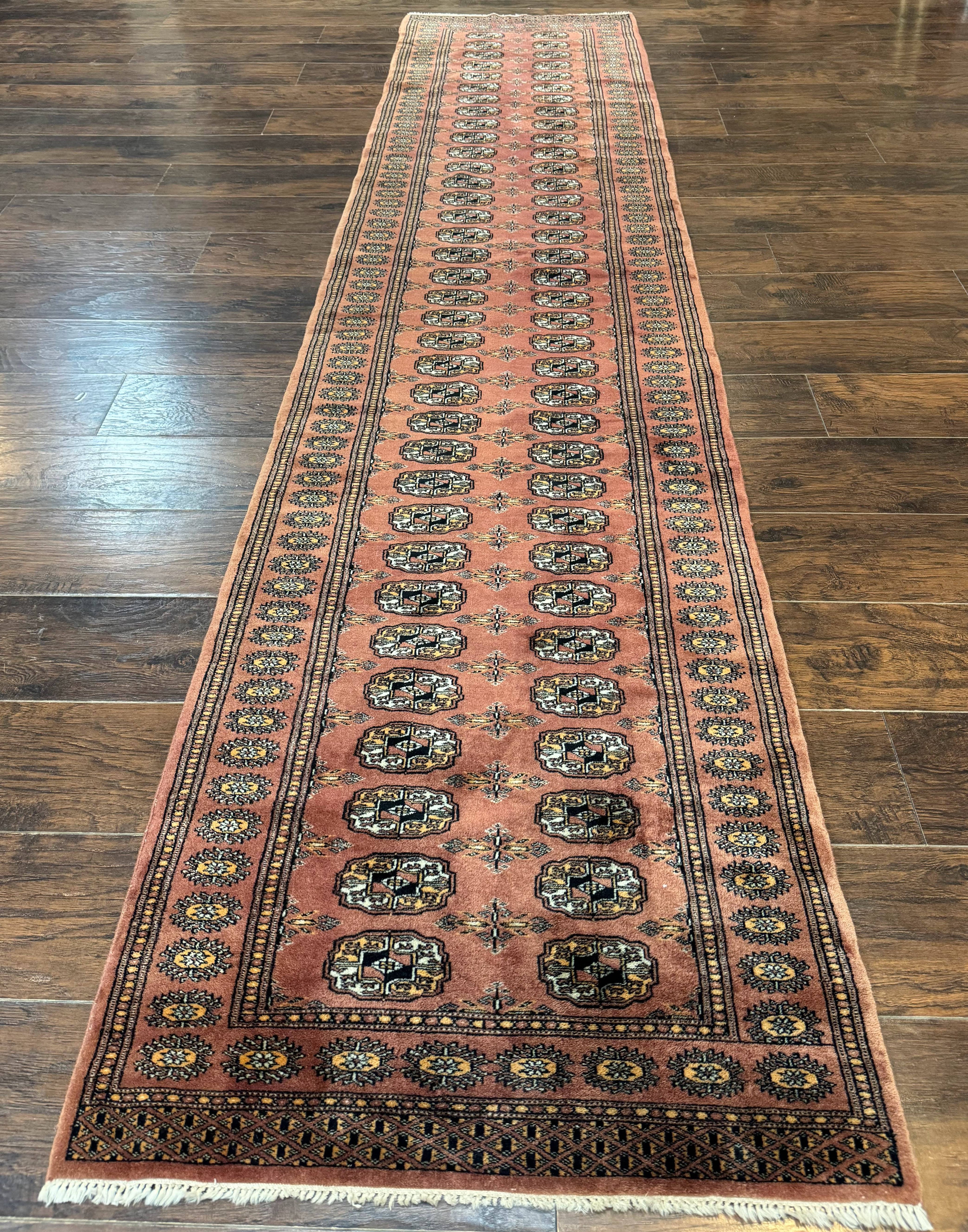 Pakistani Turkoman Bokhara Runner Rug 2.8 x 12, Oriental Runner for Hallway