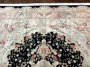 Pak Persian Tabriz Rug 8.6 x 11.6, Black Pink, Traditional Elegant Formal Oriental Carpet, Dining Room Rug, Fine 225 KPSI