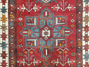 Antique Persian Heriz Karajeh Runner Rug, Red, Hand-Knotted, Wool, 3' 3" x 10' 11"