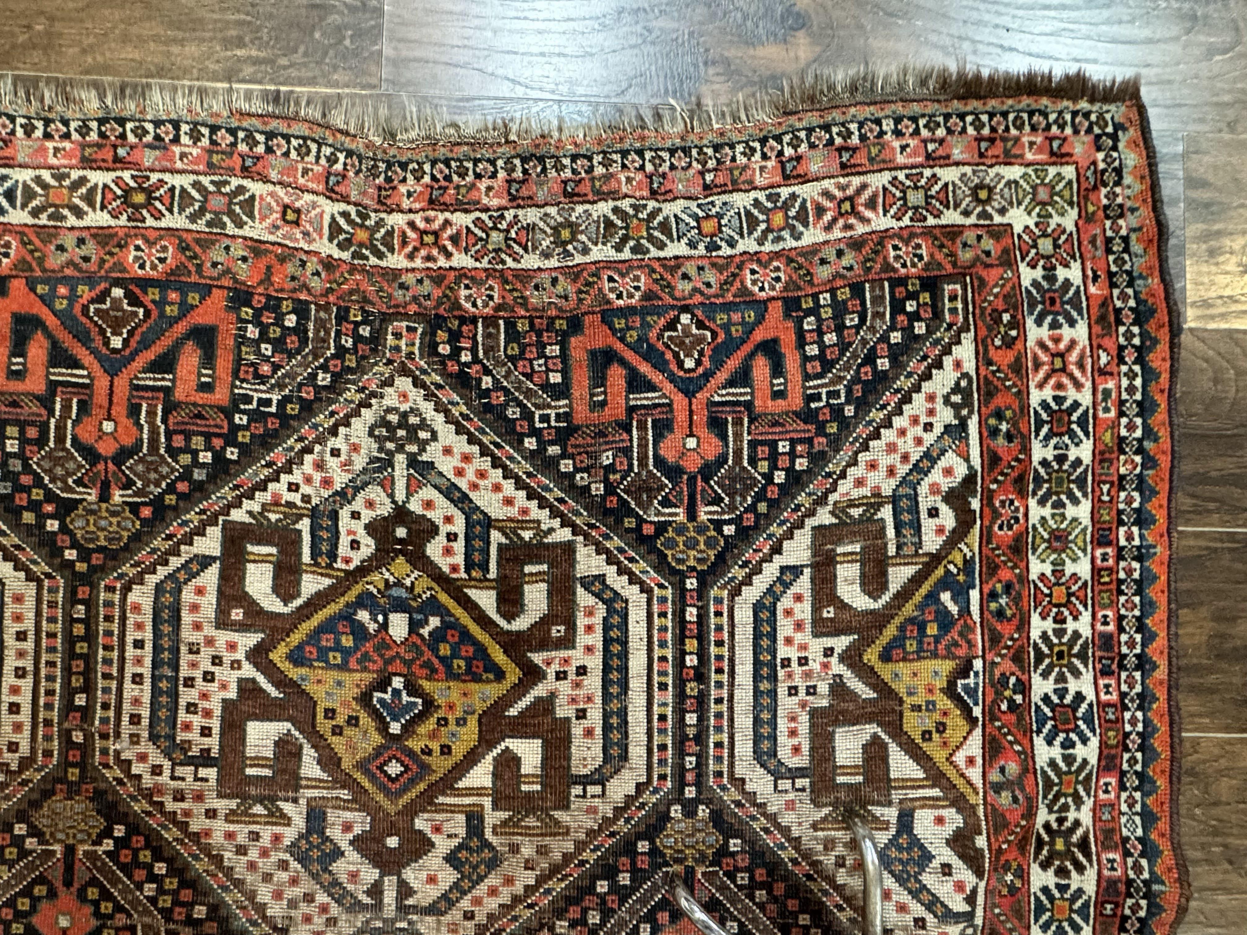 Antique Persian Qashqai Rug 5x8, Persian Tribal Rug, Khamseh Rug
