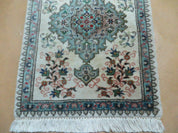 1' 9" X 2' 5" Handmade Indian Wool Rug Lahore Floral Design Small Oriental Rug Beige & Teal