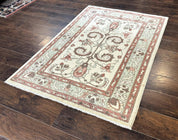 Indo Mahal Rug 4 x 5.6, Indian Handmade Wool Area Rug