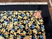 Antique Chinese Peking Rug 12.6 x 14.9, Palace Size Asian Oriental Carpet, Art Deco Rug, Rare