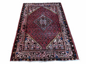 4x6 Antique Rug Handmade Wool Rug Organic Dyes Red Ivory Red Tribal Rug Boho Rug