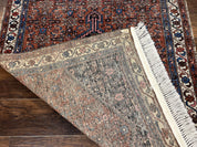 Red Persian Hamadan Rug 4x6, Wool Handmade Antique Carpet, Geometric Medallion Rug, Oriental Rug 4 x 6, Persian Tribal Rug, Hand Knotted Rug