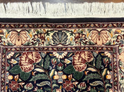 Square Pak Persian Small Rug 2.7 x 2.7, William Morris Design, Dark Green, Floral, Handmade