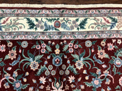 Indo Persian Rug 8x10, Red and Ivory, Floral Allover, Handmade Wool Area Rug