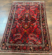 Persian Rug 3x5, Red Tribal Rug, Semi Antique, Wool Rug 3 x 5, Persian Hamadan Rug