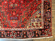 Antique Persian Tribal Rug 4x7, Red, Geometric Medallion, Handmade, Wool, Persian Zanjan Rug