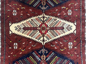 Antique Persian Tribal Rug 5 x 7.8, Triple Medallions, Red, Persian Afshar Rug