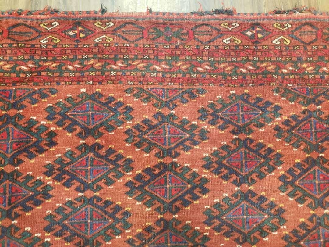 Antique Turkoman Rug 3'4" x 5', Collecticble Yamud Oriental Rug, Seat Pillow Cushion Cover, Tribal Mat, Wool Red Hand-Knotted Mafresh Carpet