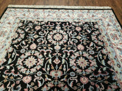 6' X 9' Handmade Indian Agra Wool Rug Carpet Vegetable Dyes Black