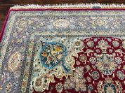 Stunning Persian Tabriz Rug 5x7, Signed by Masterweaver, Maroon, Floral Medallion, Ultra Fine 70 Raj 625 KPSI, Kork Wool Silk Foundation, Handmade