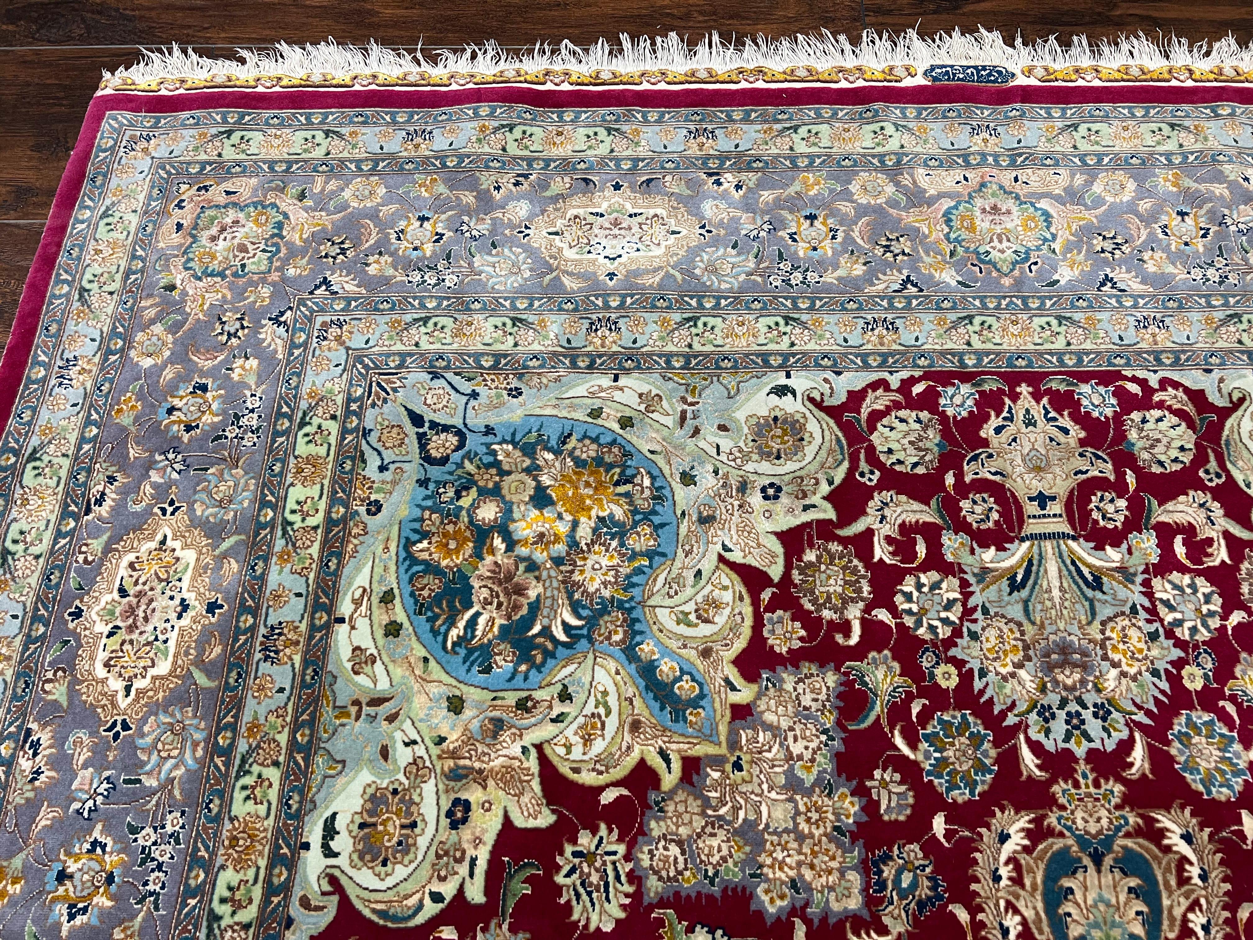 Stunning Persian Tabriz Rug 5x7, Signed by Masterweaver, Maroon, Floral Medallion, Ultra Fine 70 Raj 625 KPSI, Kork Wool Silk Foundation, Handmade