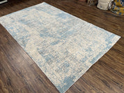 Modern Tibetan Rug 5x8 ft Light Blue and Gray Carpet, Contemporary Wool Rug, Handmade Nepali Rug, Raised Pattern, Tibet Area Rug, Nepal Rug