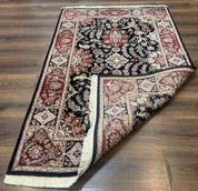 Pak Persian Rug 4x6, Black and Burgundy, Floral Allover, Wool and Silk