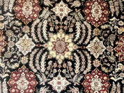 Sino Persian Rug 9x12, Black & Maroon, Wool and Silk, Allover Pattern