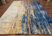Modern Abstract Blue Area Rug 8x11 ft