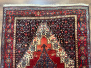 Antique Persian Kurdish Senneh Rug 4x5 Tribal Carpet Wool Geometric Medallion