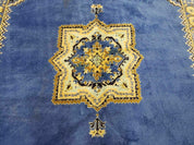 7' X 10' 5" Handmade Moroccan Urban Rabat Wool Carpet Blue Area Rug