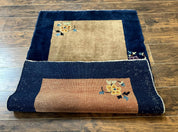 Chinese Rug 3x5, Antique Peking Art Deco Carpet, Simple Design