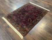 Antique Persian Sarouk Rug 3.6 x 5, Red, 1920s Persian Carpet