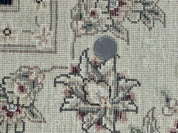 Sino Persian Rug 6x9, Black and Ivory, Wool and Silk Highlights, Handmade