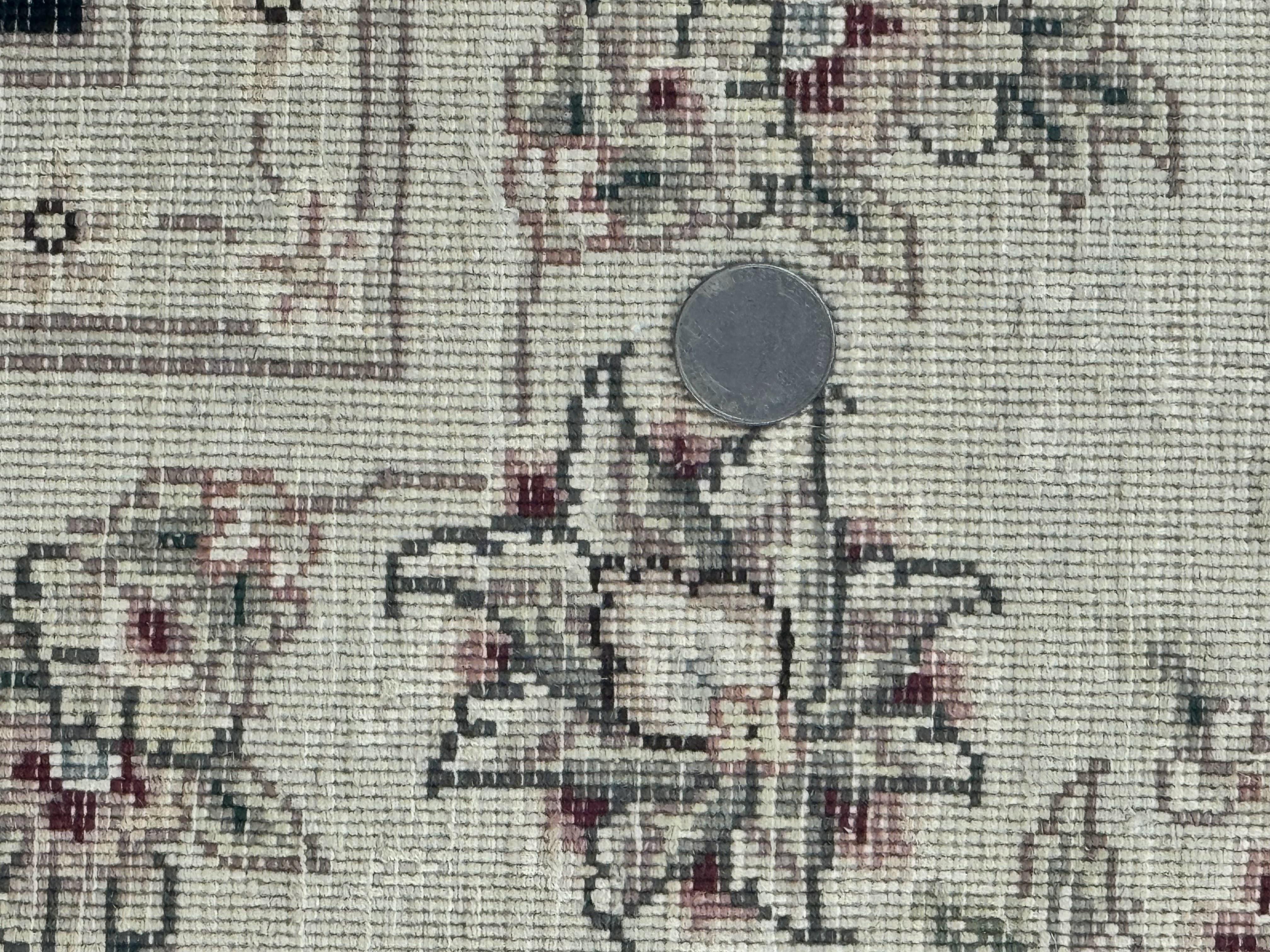 Sino Persian Rug 6x9, Black and Ivory, Wool and Silk Highlights, Handmade