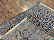 Antique Persian Tribal Rug 5x7, Navy Blue & Pink, Hand Knotted Handmade 1920s Wool Rug, Allover Pattern, Persian Hamadan Rug