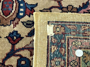 Antique Persian Rug 10x15, Camel and Cyan, Allover Pattern, Rare, Samarkand Rug